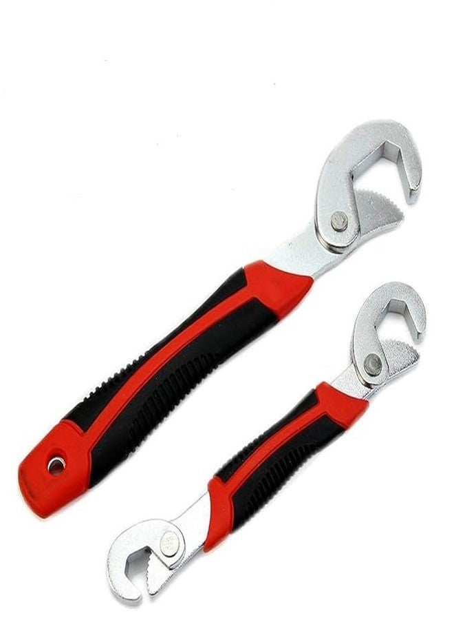 Kyraton Multifunction Stainless Steel Socket Adjustable Universal Wrench Set Tools Snap and Grip Open End Snap N Grip Tool Spanner Tool Kit (Black and Red) (Pack of 2) - Image 1